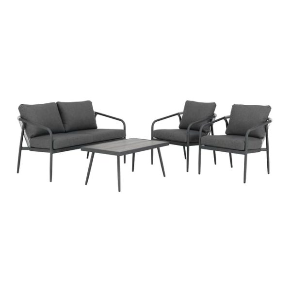 Set relax da giardino con divani e 1 tavolo in alluminio grigio scuro Talmo Naterial